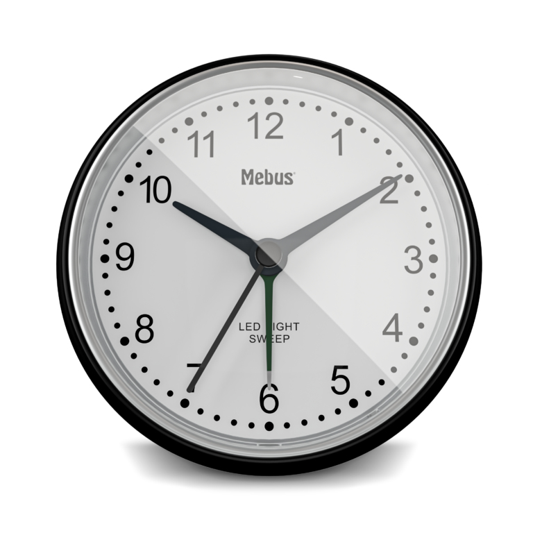 Image of Mebus 25806 - Quartz alarm clock - Round - Black - White - 12h -...
