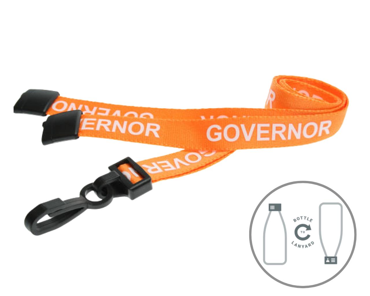 Image of Digital ID 15mm Recycled Orange Governor Lanyards with Plastic J...