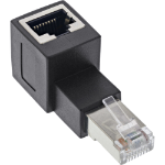 InLine patch cord adapter Cat.6A, RJ45 male / female, angled 90° upwards