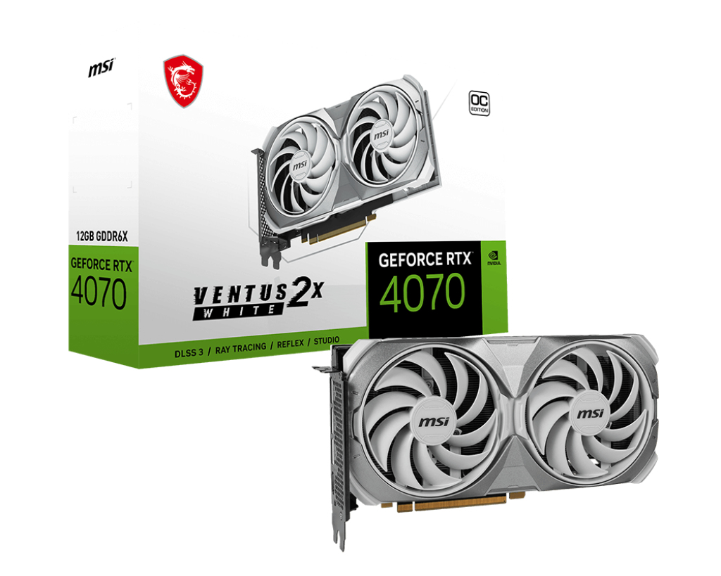 Image of MSI VENTUS GeForce RTX 4070 2X WHITE 12G OC NVIDIA 12 GB GDDR6X
