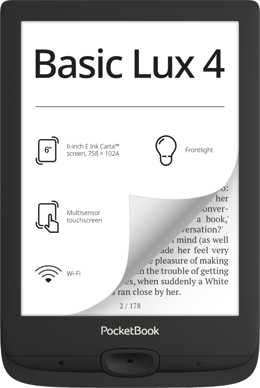 PocketBook Basic Lux 4 e-book Reader Touchscreen 8 GB Wi-Fi Black