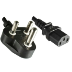 Microconnect Power cord South Africa Type B+C - C13, black, Big Plug, H05VV-F 3G 0.75 mm², 10A-250V, 1.8 m 0.5 m C13 coupler