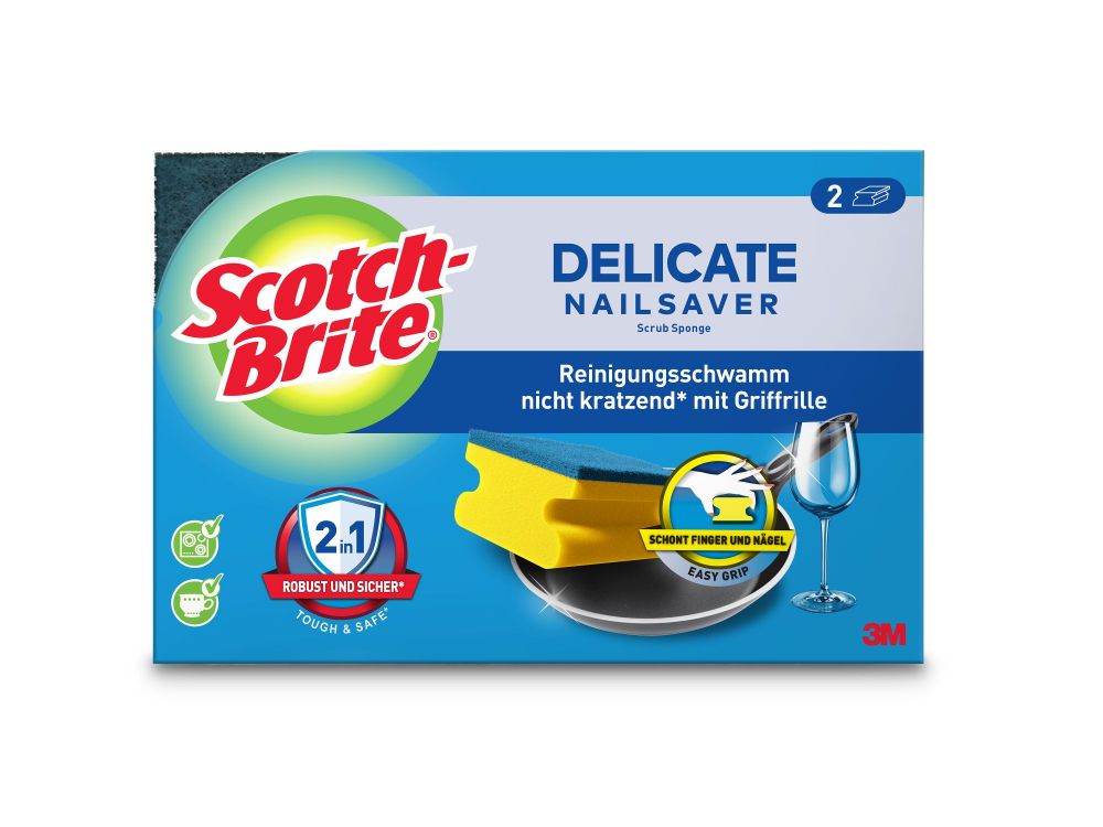 Scotch-Brite Pack Of 2 Delicate Nail Saver Scrub Sponge