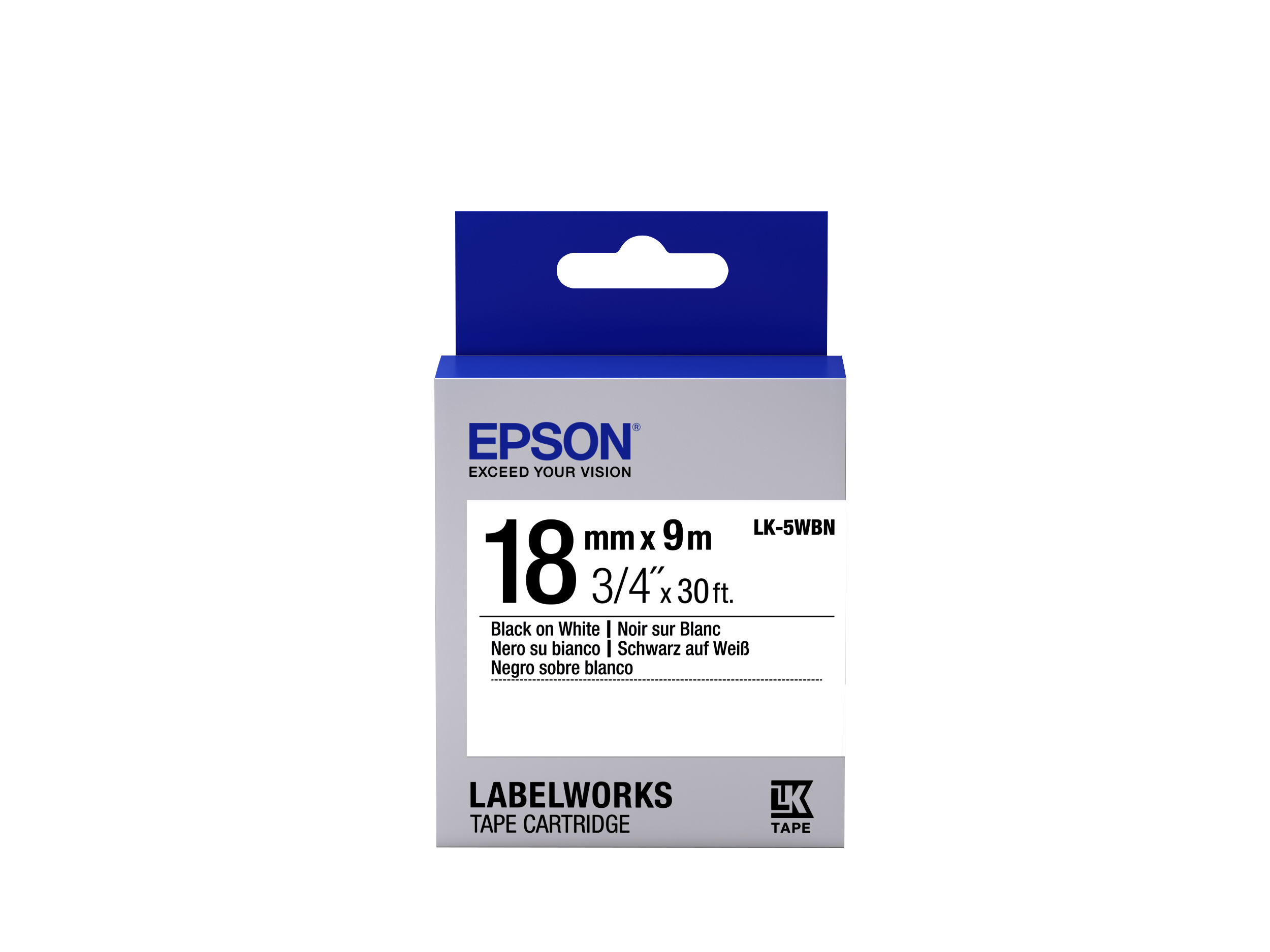 Image of Epson C53S655006/LK-5WBN Ribbon black on white 18mm x 9m for Epson...