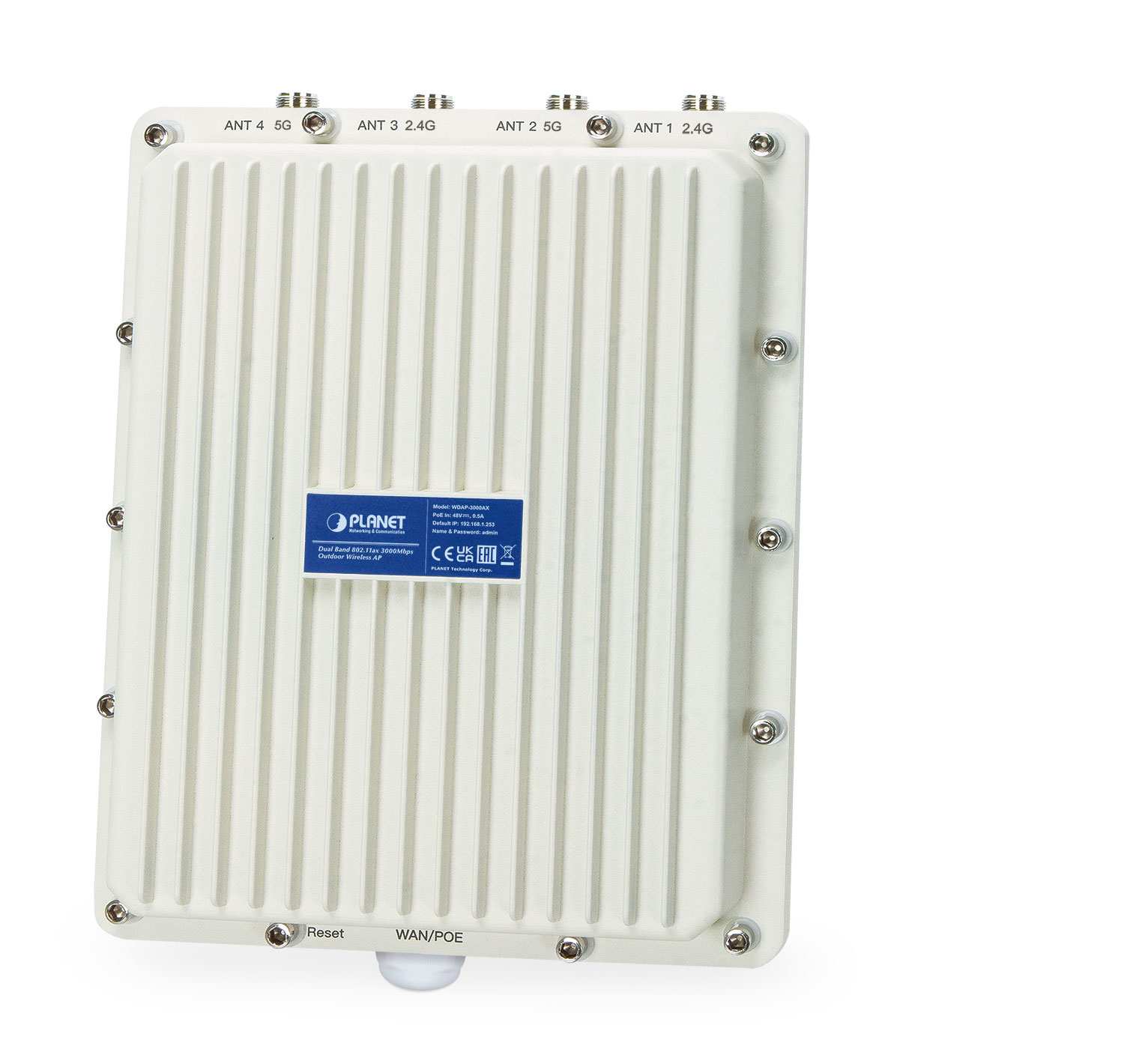 PLANET IP67 Wi-Fi 6 802.11ax, Dual 2400 Mbit/s Aluminium Power over Ethernet (PoE)