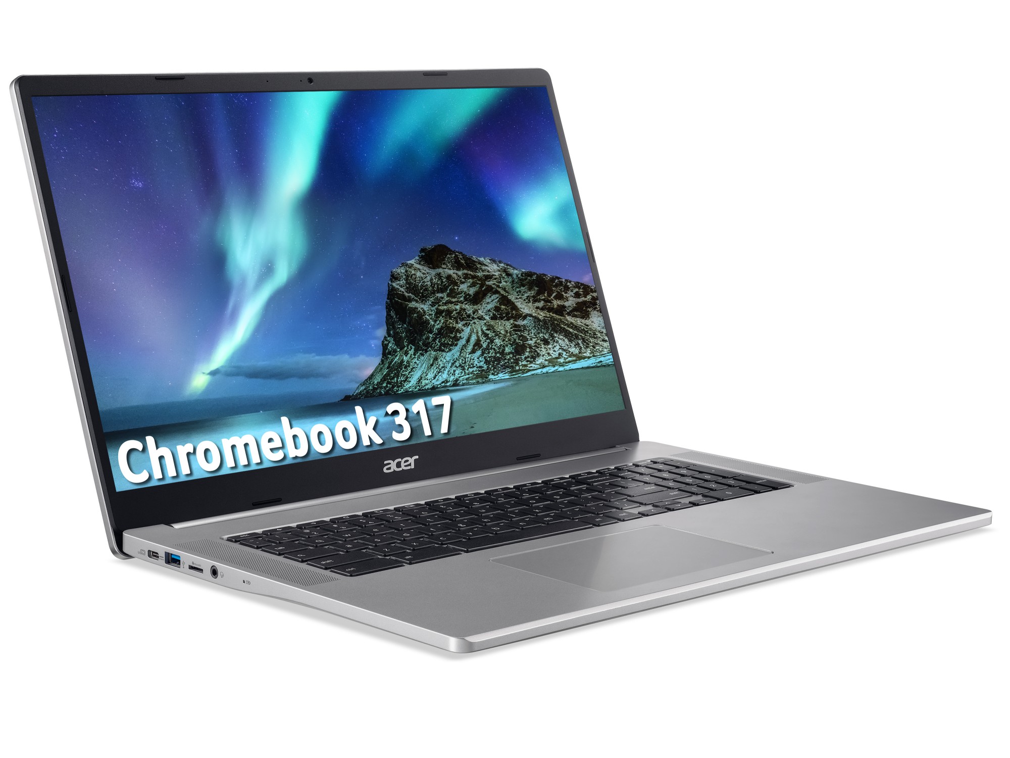Acer Chromebook (Intel Pentium N6000, 4GB, 128GB eMMC, 17.3 inch Full HD Display, Google Chrome OS, Silver)
