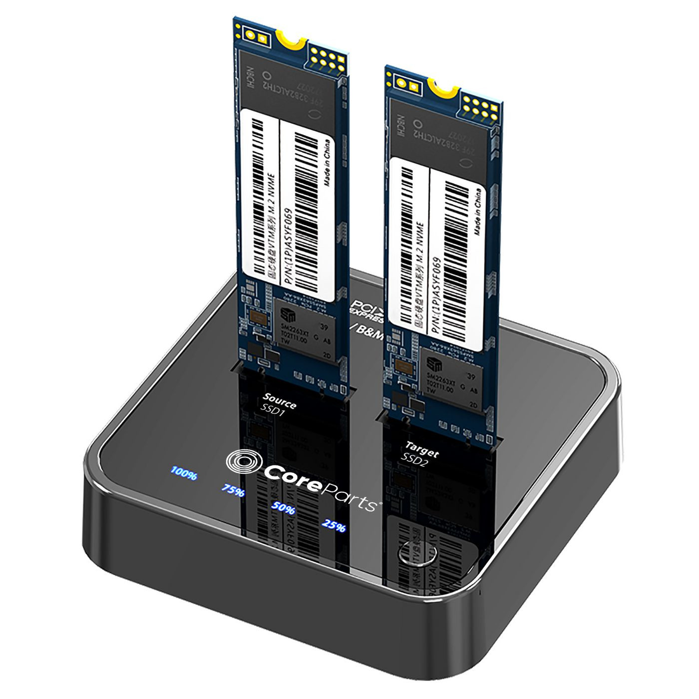 CoreParts MS-CLONER-NVME storage drive docking station USB 3.2 Gen 2 (3.1 Gen 2) Type-C Black
