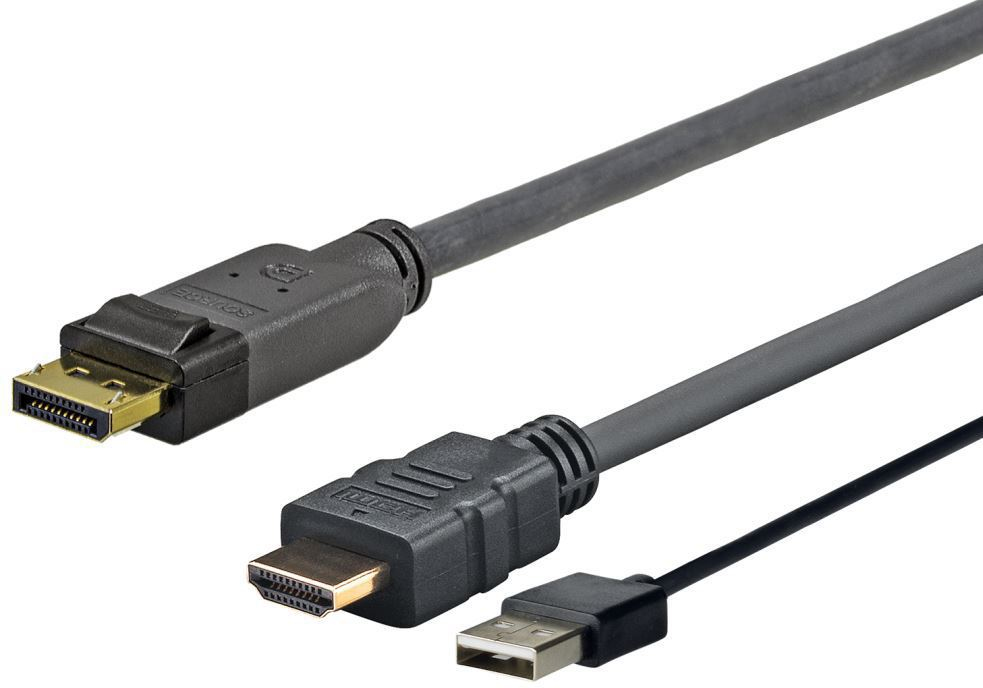 Image of Vivolink PROHDMIUSBDP3 video cable adapter 3 m DisplayPort HDMI +...