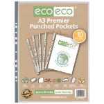 Eco Eco A3 100% Recycled Bag Multi Punched Pockets - Pack of 10