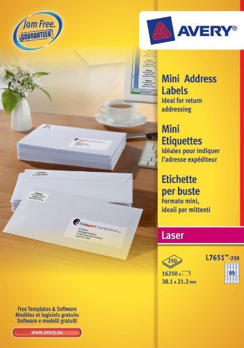 Image of Avery Mini Address Labels, Laser, permanent, 38.1 x 21.2 mm