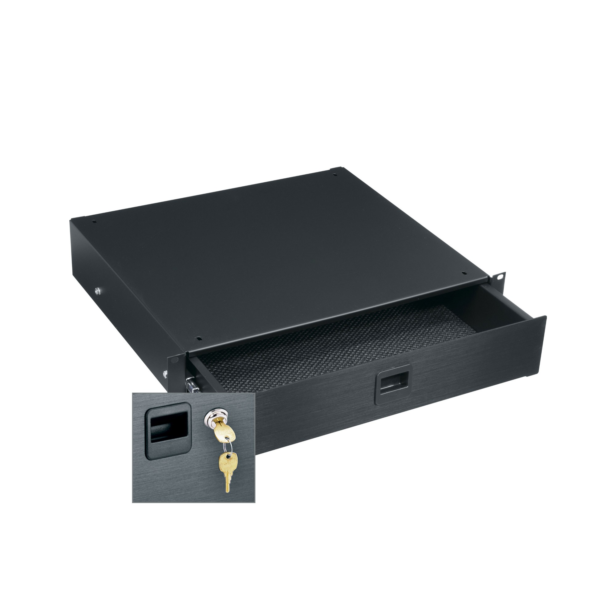 Middle Atlantic 2 RU Rackmount Drawer. Black Brushed and Anodized with