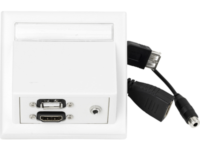 Image of Vivolink WI221260 socket-outlet HDMI + USB A + 3.5mm White