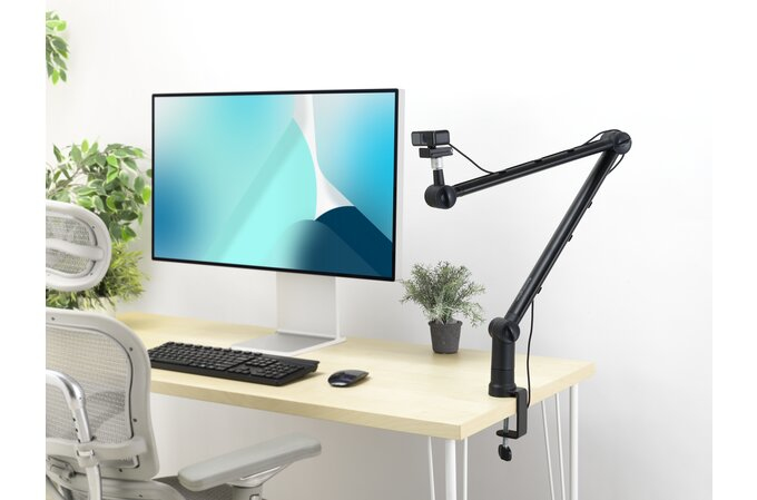 boom arm behind monitor