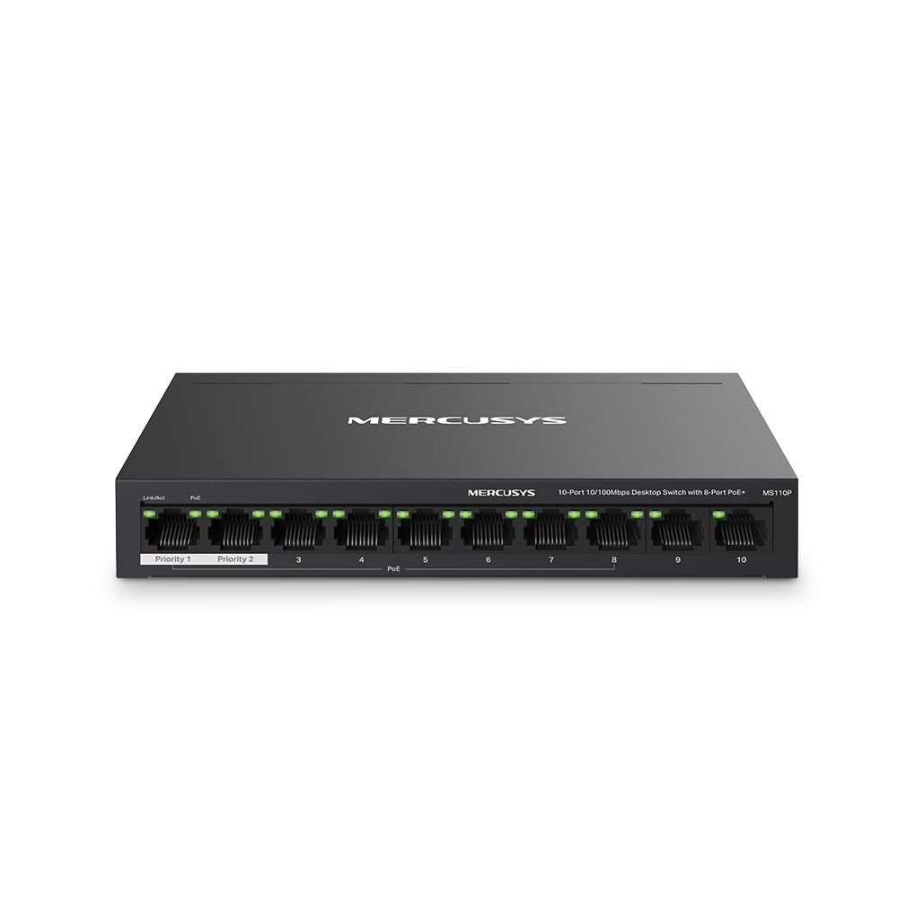 Image of Mercusys 10-Port 10/100Mbps Desktop Switch with 8-Port PoE+