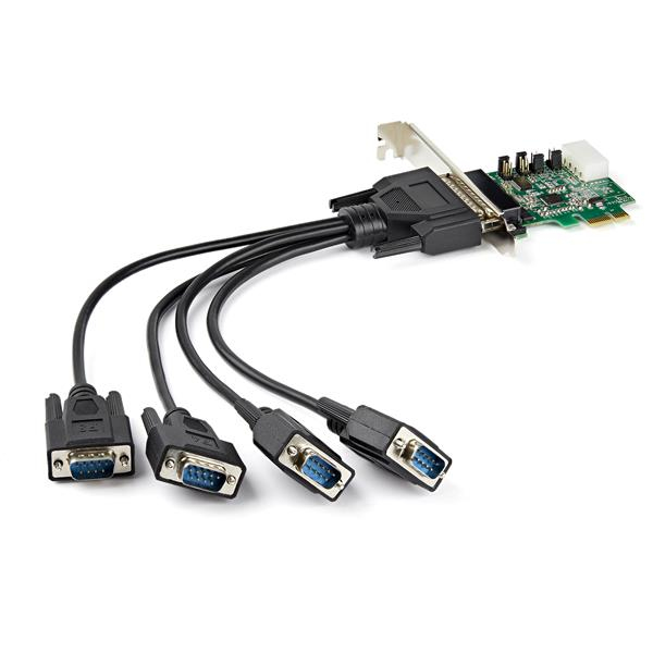 StarTech.com 4-port PCI Express RS232 Serial Adapter Card - PCIe RS232 Serial Host Controller Card - PCIe to Serial DB9 Card - 16950 UART - Expansion Card - Windows/Linux