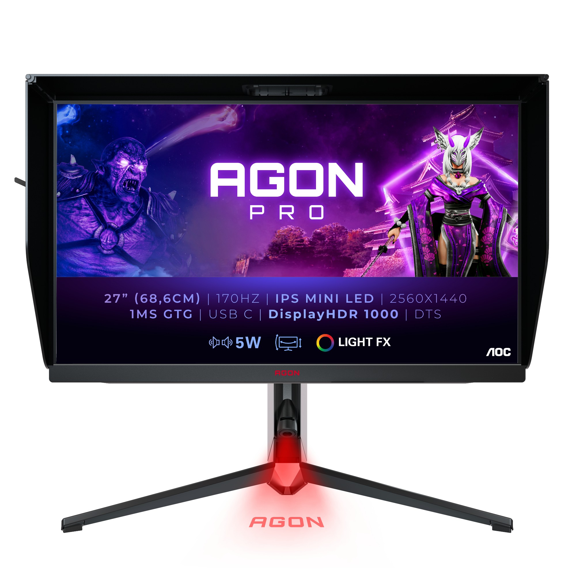 Screen size (inch) 27, Panel resolution 2560x1440, Refresh rate 170 Hz, Panel type IPS, USB-C connectivity USB-C 3.2 x 1 (DP alt mode, upstream, power delivery up to 65 W), HDMI HDMI 2.0 x 2, Display Port DisplayPort 1.4 x 1, Sync technology (VRR) Adaptiv