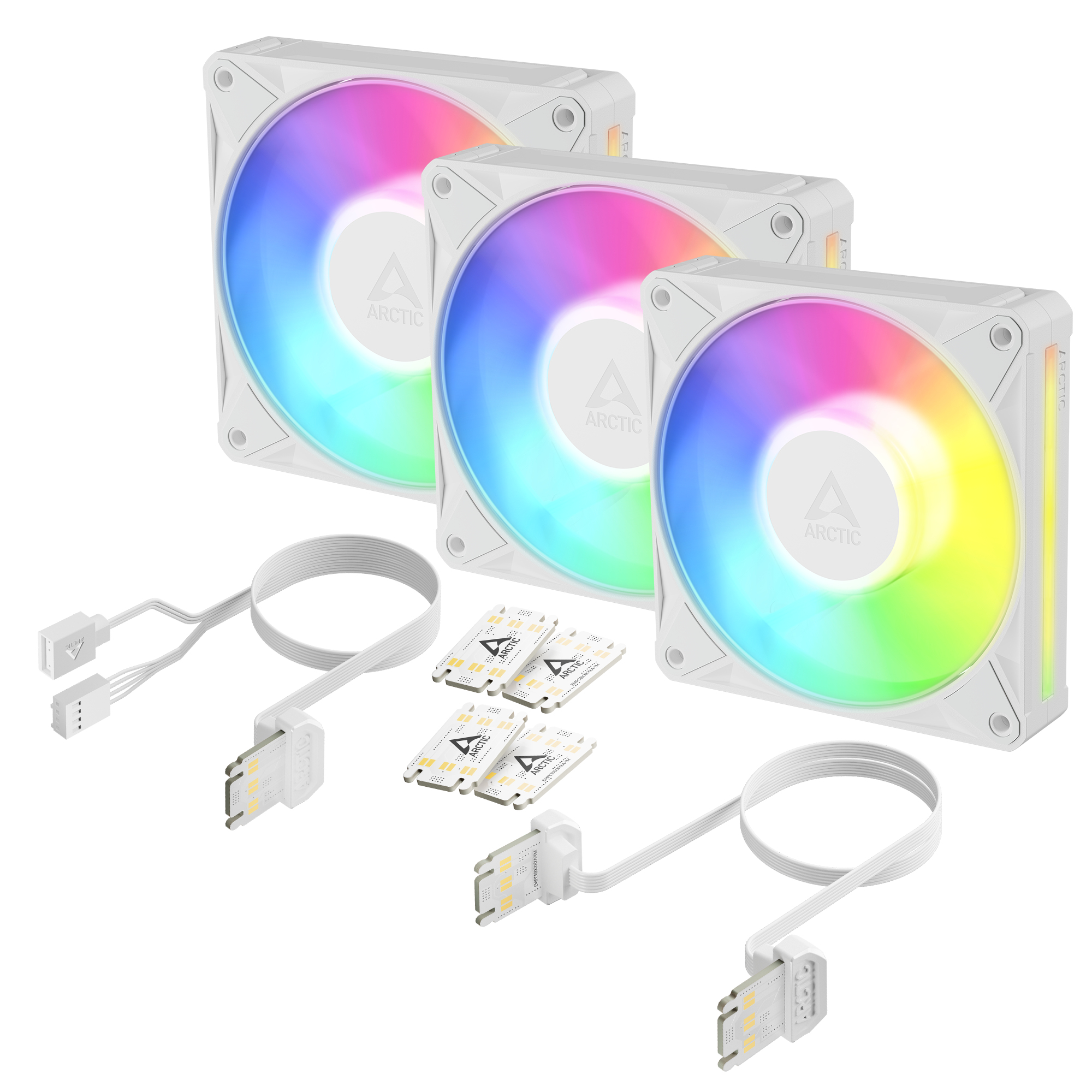 ARCTIC BioniX P12 A-RGB (White) – 3 Pack 120 mm PWM Fan with Daisy Cha