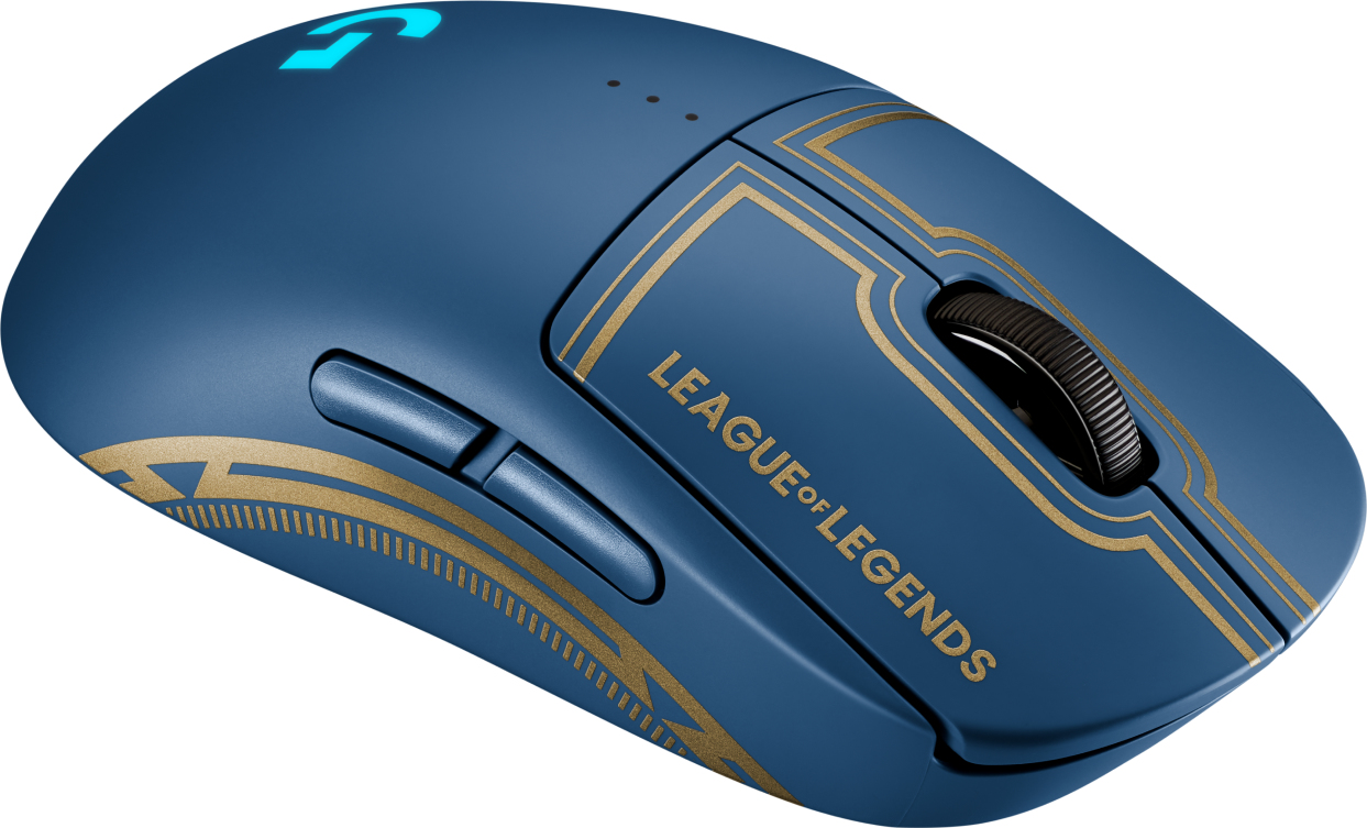 910-006451 LOGITECH G G PRO Wireless Gaming Mouse League of Legends Edition - Ambidextrous - Optical - RF Wireless - 25600 DPI - 1 ms - Black - Blue - Gold