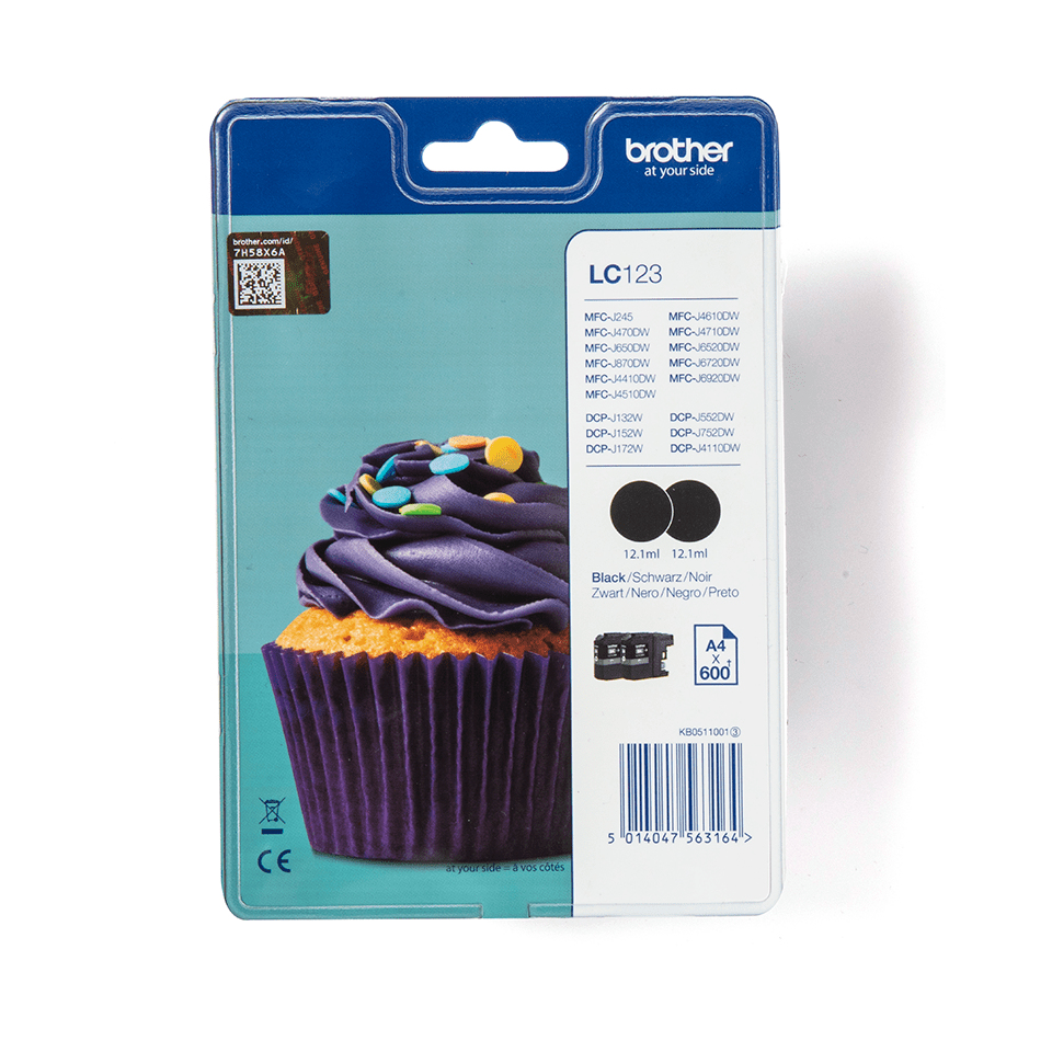 Image of Brother LC-123BKBP2 Ink cartridge black twin pack, 2x600 pages...