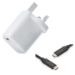 FDL 1 PORT USB-C PD UK MAINS CHARGER 20W + 0.5M CABLE - WHITE