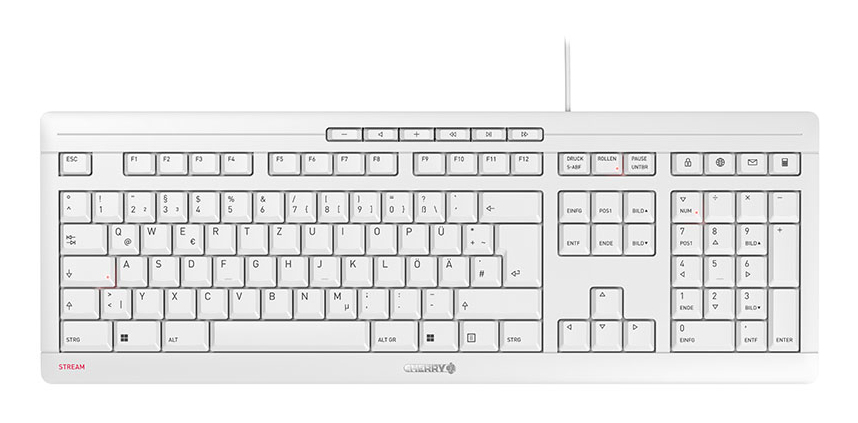 CHERRY STREAM keyboard Office USB QWERTZ German White