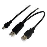 Astrotek USB A - Mini-USB B+USB A M/M, 1m + 0.5m USB cable USB A/Mini-USB B Black