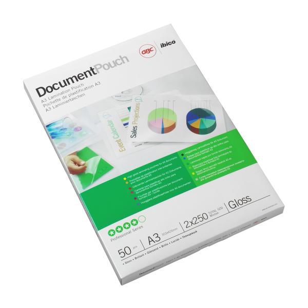 Image of GBC Document Laminating Pouches A3 2x75 Micron Gloss (25)