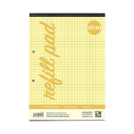 Rhino A4 Yellow Paper Refill Pad 100 Page 7mm Squared (Pack of 36)