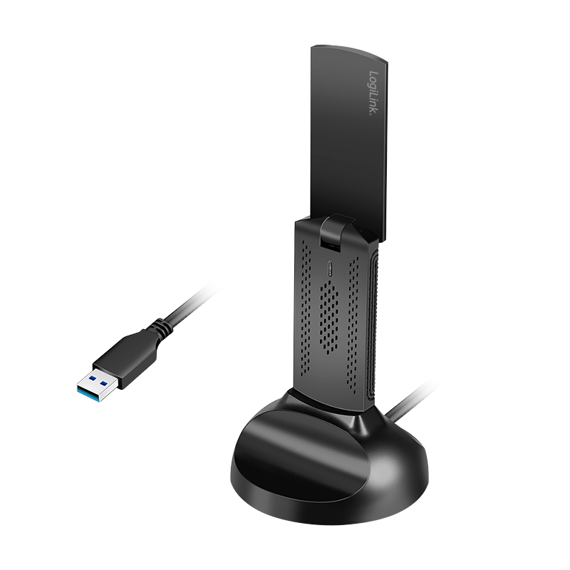 LogiLink WLAN 802.11ax , WI-FI 6E, 3000Mbit/s USB 3.0 Adapter, w/antenna and base