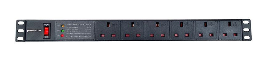 Penn Elcom 6-Way UK Plug Horizontal Rack Mount PDU