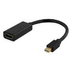 Deltaco DP-HDMI45 video cable adapter 0.2 m Mini DisplayPort HDMI Type A (Standard) Black