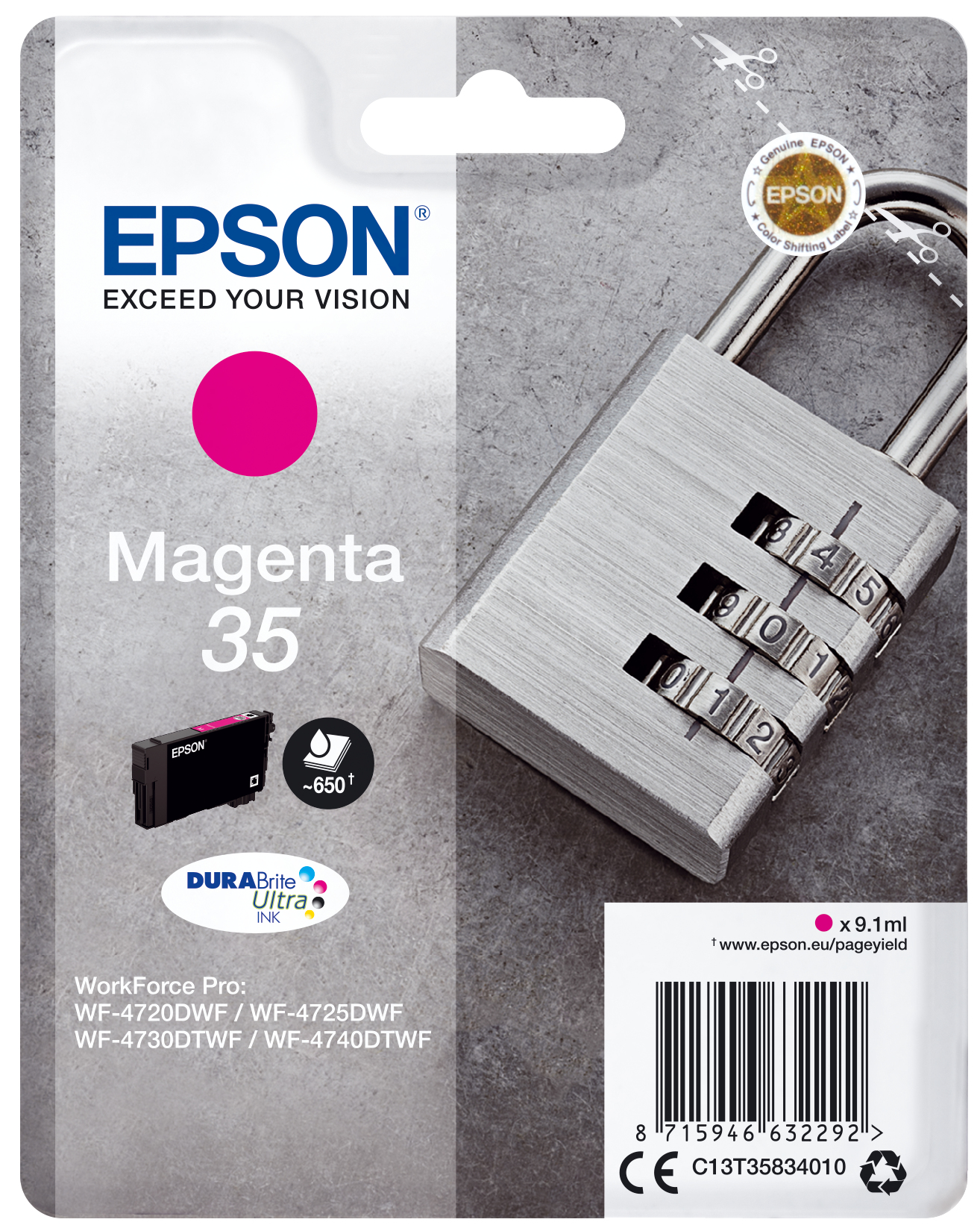 Image of Epson C13T35834010/35 Ink cartridge magenta, 650 pages 9,1ml for...