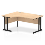 Dynamic Impulse W1600 x D1200/800 x H730mm Left Hand Crescent Desk With Cable Management Ports Cantilever Leg Maple Finish Black Frame - MI003233 DD