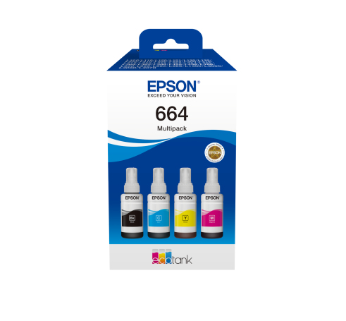 Image of Epson C13T66464A/664 Ink bottle multi pack Bk,C,M,Y 70ml 1x4500pg...