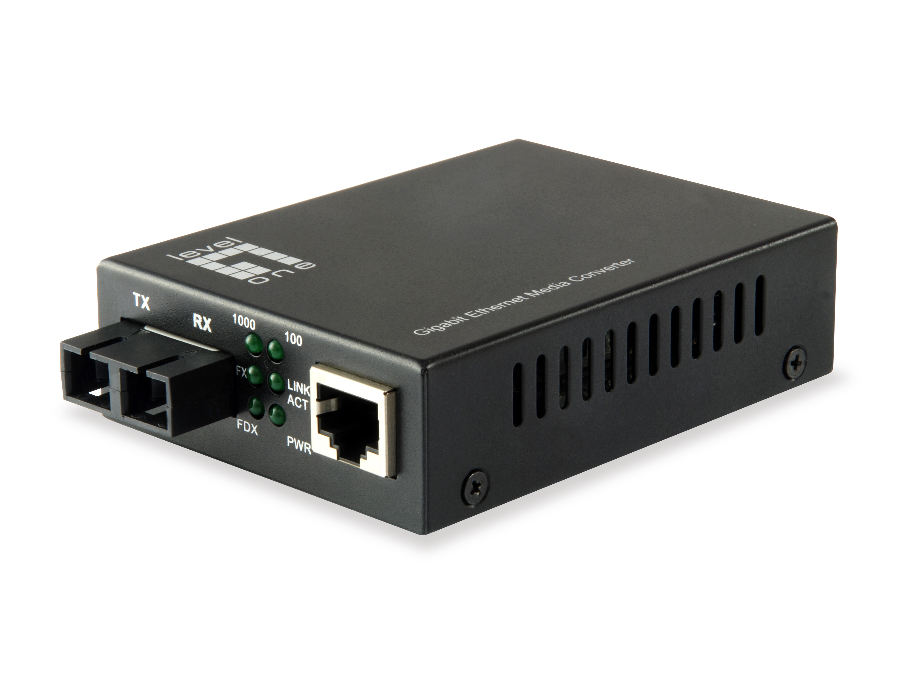 Image of LevelOne RJ45 to SC Gigabit Media Converter, Single-Mode Fiber, 20km