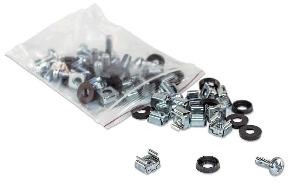 Image of Intellinet Cage Nut Set (100 Pack), M6 Nuts, Bolts and Washers,...