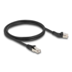 DeLOCK RJ45 Network Cable Cat.6A S/FTP plug 45° left angled to plug straight 1 m black