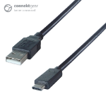 connektgear 2m USB Charge and Sync Connector Cable A Male to Type C Male