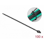 DeLOCK Beaded Cable Tie reusable L 200 x W 2.4 mm black 100 pieces
