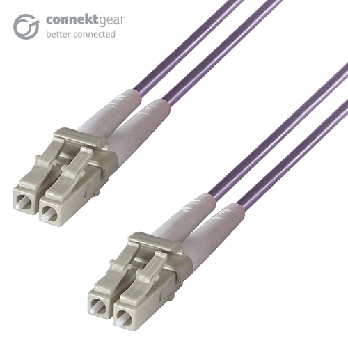 CONNEkT Gear 5m Duplex Fibre Optic Multi-Mode Cable OM4 50/125 Micron LC to LC Purple
