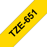 Brother TZE-651 DirectLabel black on yellow Laminat 24mm x 8m for Brother P-Touch TZ 3.5-24mm/HSE/36mm/6-24mm/6-36mm