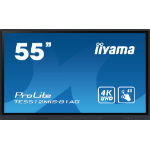 iiyama TE5512MIS-B1AG Signage Display Digital signage flat panel 139.7 cm (55") LED Wi-Fi 400 cd/mÂ² 4K Ultra HD Black Touchscreen Built-in processor Android 11 16/7