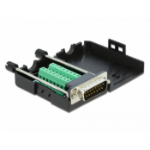 DeLOCK 66566 tussenstuk voor kabels serial Sub-D15 16 pin terminal block Zwart