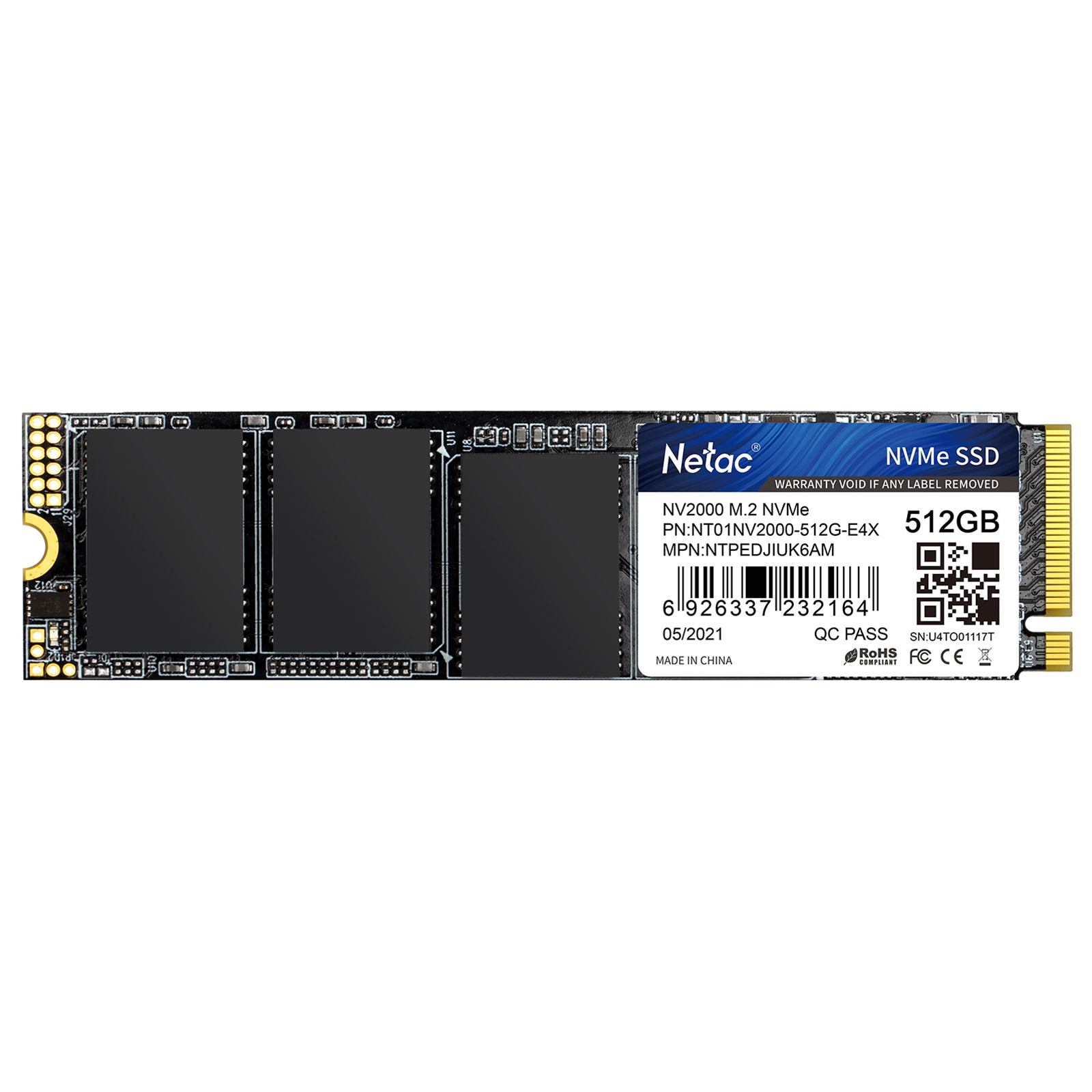 Image of NETAC NV2000 (NT01NV2000-512-E4X) 512GB NVMe M.2 Interface, PCIe...