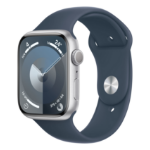 Apple Watch Series 9 GPS 45mm Silver Aluminium Case w/ Storm Blue Sport Band - S/M