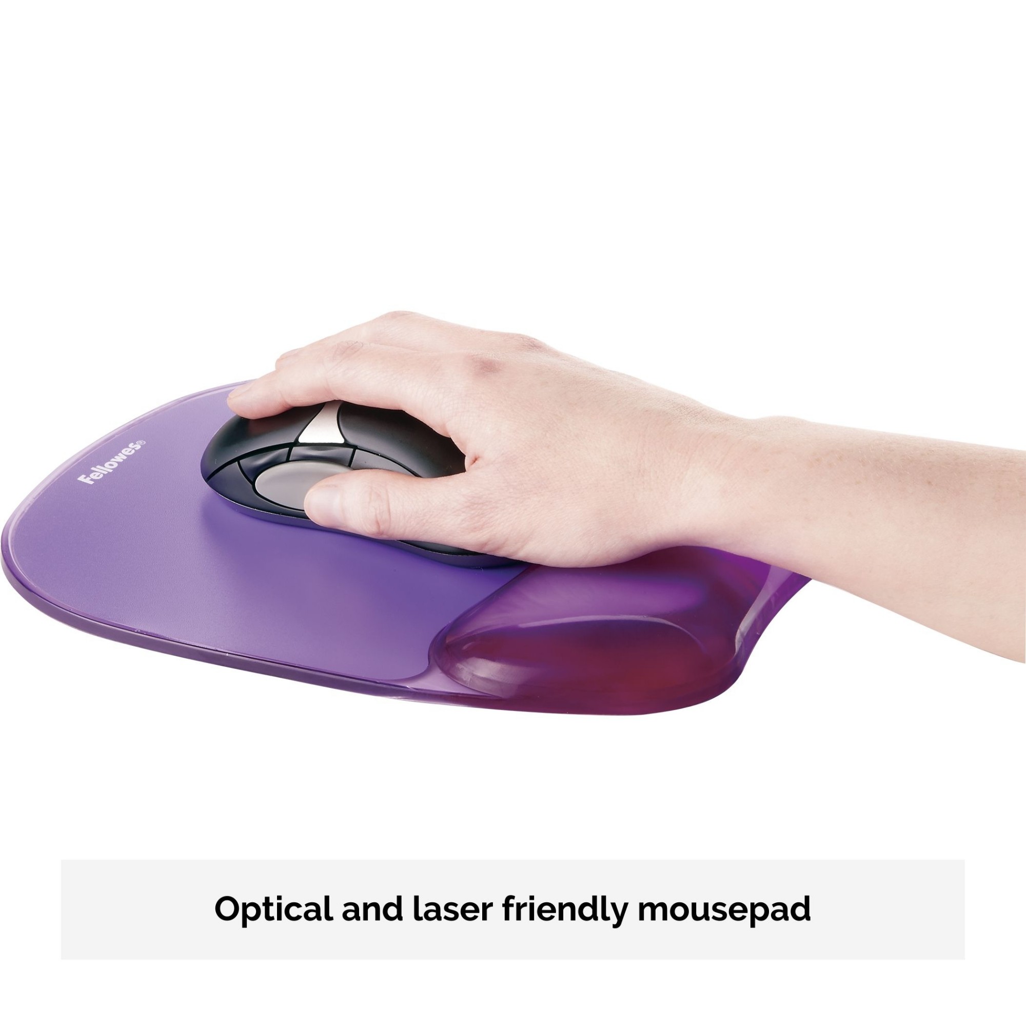 Fellowes Mouse Mat Wrist Support - Crystals Gel Mouse Pad with Non Slip Rubber Base - Ergonomic Mouse Mat for Computer, Laptop, Home Office Use - Compatible with Laser and Optical Mice - Purple