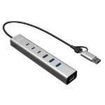 i-tec USB-C/USB-A Metal HUB 6 port (3x USB-C, 3x USB-A), LAN, Power Delivery 85W