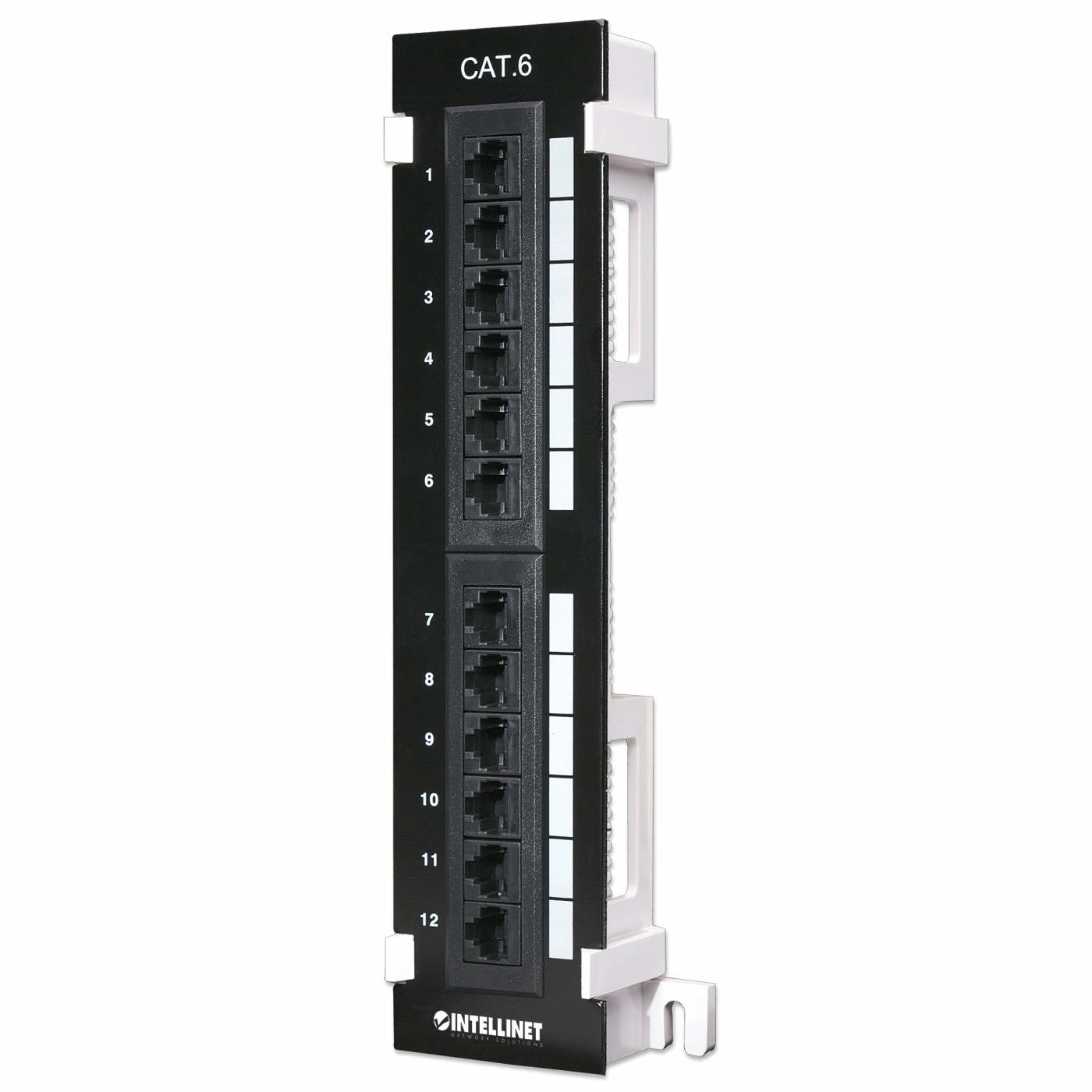 Image of Intellinet Patch Panel, Cat6, Wall-mount, UTP, 12 Port, Black