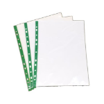 CTS Wholesale Punched Pockets A4 50 micron Glass Clear Green Strip (100)