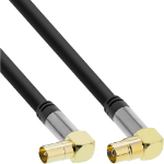 InLine Premium Antenna cable angled, 4x shielded, >110dB, black, 0.5m
